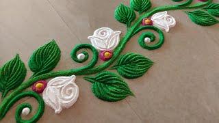 simple border rangoli designs. Easy side border rangoli ️