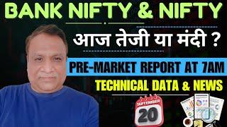 Nifty, Bank Nifty Technical / Data,  Pre- Market Update at 7 am,    20 -Sept -2024