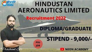 HAL Recruitment 2022 | Stipend - 9,000 | Final Year Eligible | Apprenticeship Job | Latest Jobs 2022