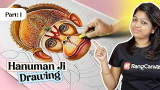 How to draw Hanuman Ji, Lord hanuman ji Drawing Part -1 ,  Hanuman Jayanti drawing oil Pastel