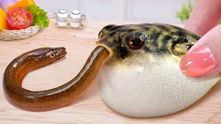 3000+ Japanese Cooking Idea  Delicious Miniature Puffer Fish for Seafood Lover  Tina Mini Cooking