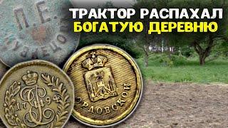 Трактор распахал богатую деревню, выкопал необычные находки! Поиск золота и кладов металлоискателем!