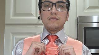 mens peach satin suit