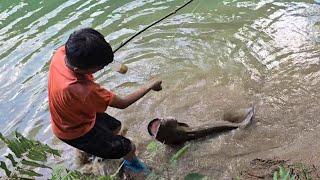 fishing skills highland boy khai set traps to catch river catfish, harvest catfish for sale