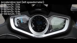 Kymco Xciting S 400 - 0-100 km/h - test 3 (no top case or additional helmet)