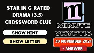 Star in G-rated drama (3,5) Crossword Clue Minute Cryptic Clue #156