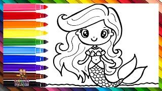 Dibuja y Colorea Una Linda Sirena ‍️ Dibujos Para Niños