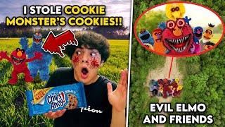 DRONE CATCHES EVIL ELMO AND FRIENDS IN REAL LIFE!! (I STOLE COOKIE MONSTER'S COOKIES)