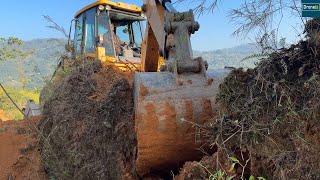 Mountain Top Road Work with JCB Backhoe Loader