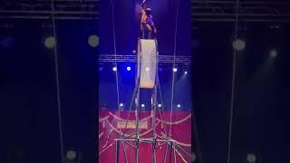 Blindfolded Circus Artist Has Close Call While Performing on Giant Rotating Wheel - 1363229