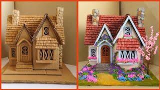 DIY Beautiful Cottage Using Cardboard And Waste Air Dry Clay/ New Idea To Use Air Dry Clay For Kids