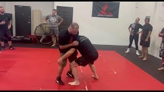 Pat Miletich hand placement to finish a double leg easily.