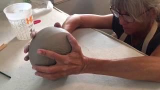 Hand building a ceramic piggy bank : PART TWO : Attaching legs