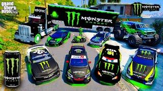 GTA 5 - Stealing MONSTER ENERGY SUPER CARS with Franklin! (Real Life Cars #177)