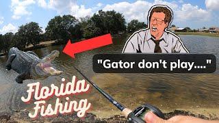 GATOR ATTACK while fishing for GIANT BASS in Florida