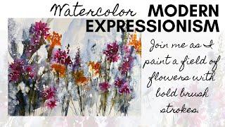 Modern Expressionism With Watercolor ~ A Field Of Flowers