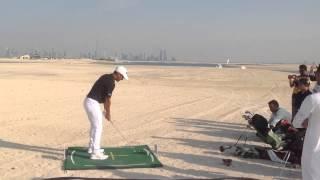 Ahmed Al Musharrekh first UAE Golf Pro Teeing off on the World Islands Dubai