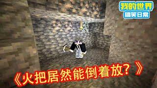 Minecraft：这MC玩的我小脑萎缩，火把居然能倒着放在房顶上，方块轩瞬间目光呆滞没有了思考能力【方块轩】