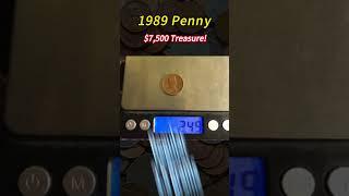 1989 Penny: $7,500 Treasure! #coin #treasurehunt #coincollecting #penny #rarecoins