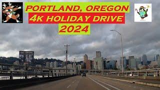 Portland, Oregon | 4k Holiday Drive 2024 | Pioneer Place Christmas Tree