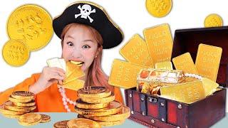 GOLD CHOCOLATE BARS  골드 초콜릿 Color Mukbang JiniYum 지니얌 먹방 Challenge