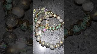 Green and Gold Bracelets #jewelry #bracelets #greenjewelry