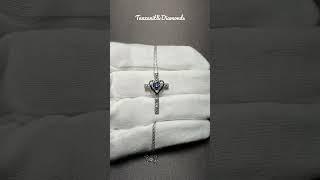 Tanzanit & Diamond Accent Cross Heart Necklace TCW 0.4