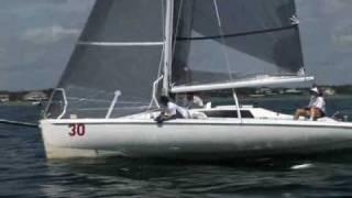 Corsair Trimaran Beating to Windward in Strong Breeze