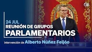 Feijóo preside la reunión de los grupos parlamentarios del Partido Popular