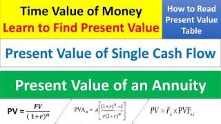 How to Calculate Present Value | Single Cash Flow & Annuity | PVF | Time value of Money