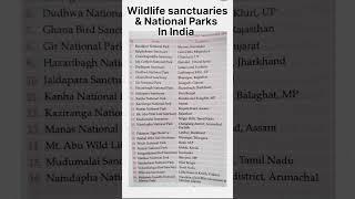 Wildlife sanctuaries & National parks in India #shorts #shortvideo #short #viral