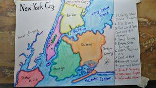 How to draw New York City Map easy SAAD