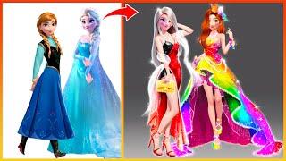 Transforming Elsa Anna Frozen Into Rainbow Princesses - Disney Princesses GLOW UP| Fashion wow