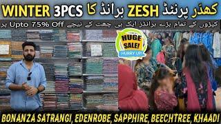 ZESH KHADDAR UNSTITCHED 3PCS | WINTER COLLECTION  HUGE DISCOUNT AT KARACHI BRANDED COLLECTION