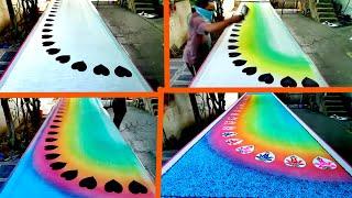 LIVE : beautiful spray painting on saree | fabric painting on spray dying | simple spray painting