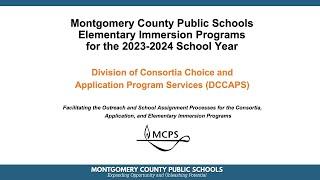 MCPS Elementary Immersion Programs Information Session – Winter 2023