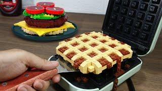 LEGO Breakfast: The Ultimate American Waffle Burger Recipe ASMR IRL