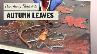 Fluid Art - Autumn Leaves. Mixed media artwork in Resin, Acrylic and copper.