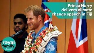 Prince Harry delivers climate change speech at University of the South Pacific