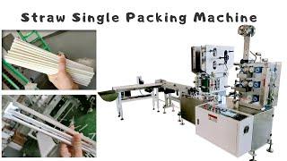 individually Straw Single Packing Machine,printing logo on paper straw packing machine