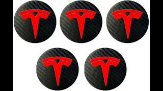 CoolKo Center Cap Wheel Rim Logo T Emblem Decals Stickers 5 Pieces for Tesla Model S X 3 Y