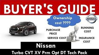Nissan Magnite(Turbo CVT XV Prm Opt DT Tech Pack) Ownership Cost-Price,Insurance(India Car Analysis)