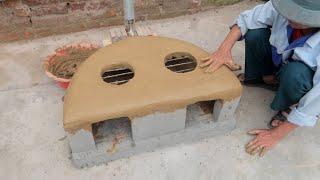 Amazing Building a Beautiful Wood Stove from Clay,Cement and Bricks For You at Home