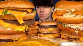 ASMR MUKBANG "LATE NIGHT" MCDONALDS BIG MAC BURGERS CHICKEN & FRIES | WITH CHEESE SAUCE