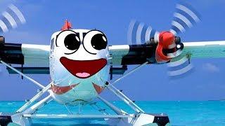 Doodles seaplanes. Seaplanes are flying and singing.