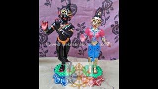 8 Inches Lord Radha Krishna Metal Deity / Statue ( Krishna-Black, Radharani-Blue, Pink )