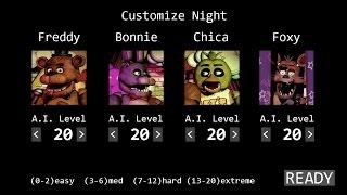 Five Nights at Freddy's - Custom Night - 20/20/20/20(4/20) Mode (No Commentary)