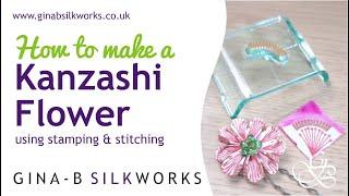 How to make a Kanzashi flower using stamping & sewing / make a kanzashi folded fabric flower hairpin