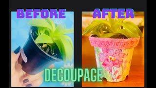 Decorating Pots Using Decoupage Art |#decoupage |#madeathome |#diy | Succulent plant pot decor