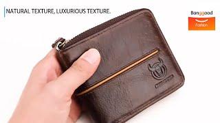 Men Genuine Leather Multi-Card Holder Zipper Wallet - Banggood Fashion